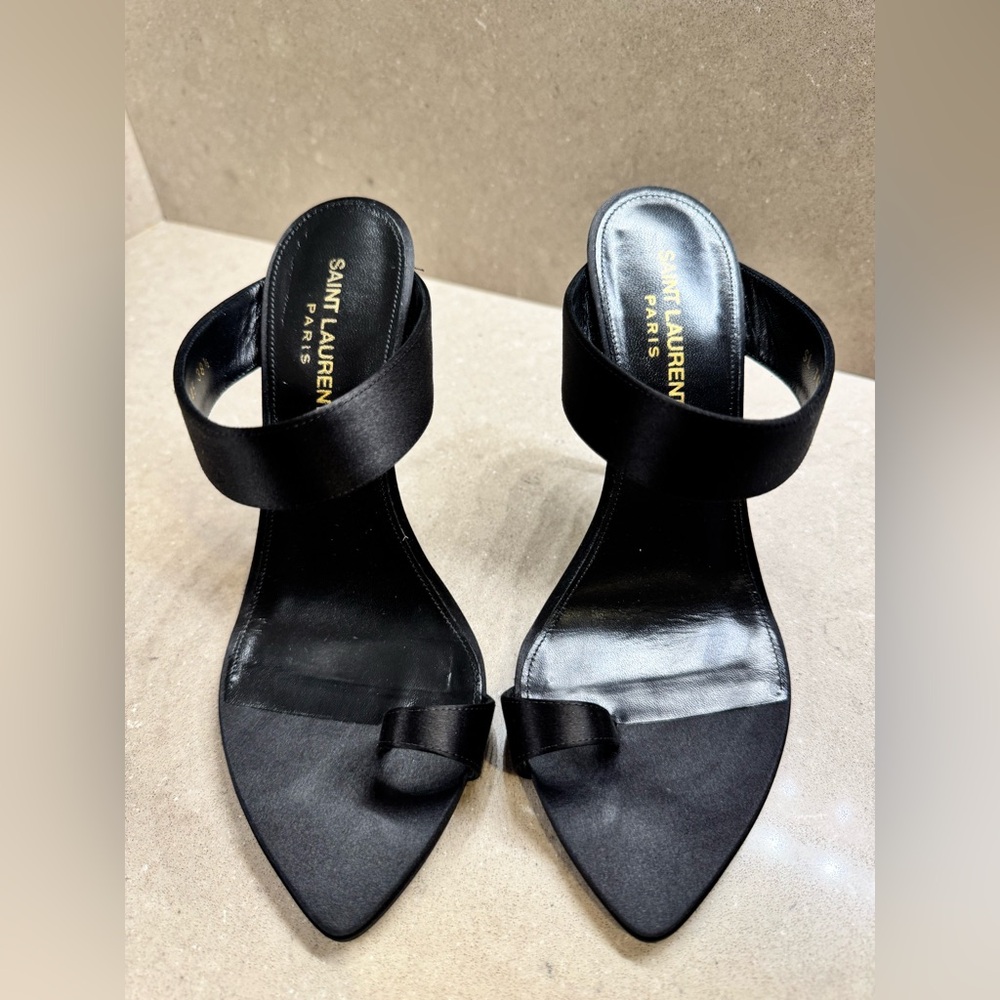 Saint Laurent Black Satin Heels 38.5